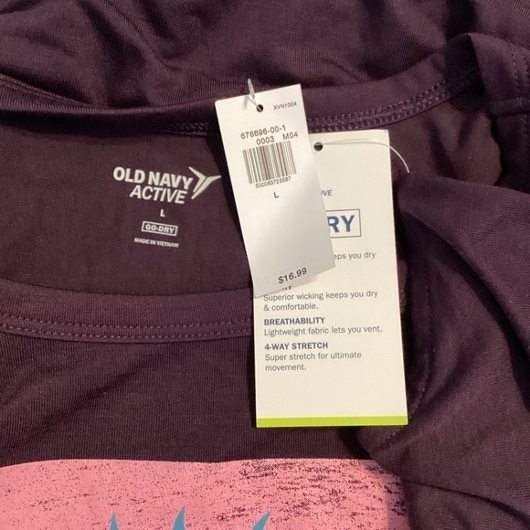 Old Navy Active Go-Dry Tank Top Size L Purple Radiate Strength - Picture 6 of 7